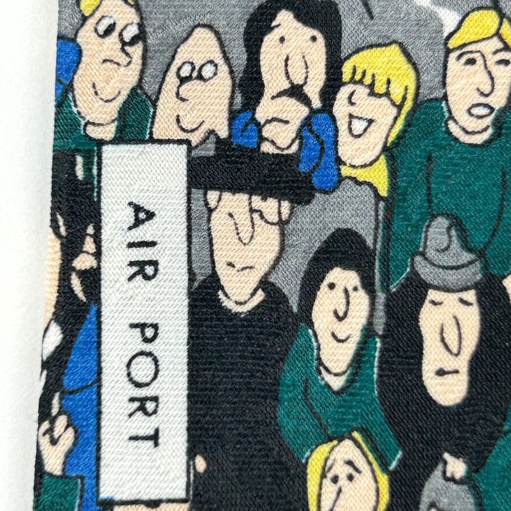 Vintage A. Rogers Air Port Scene Arrivals Departures 100% Polyester Tie Korea - Picture 5 of 7